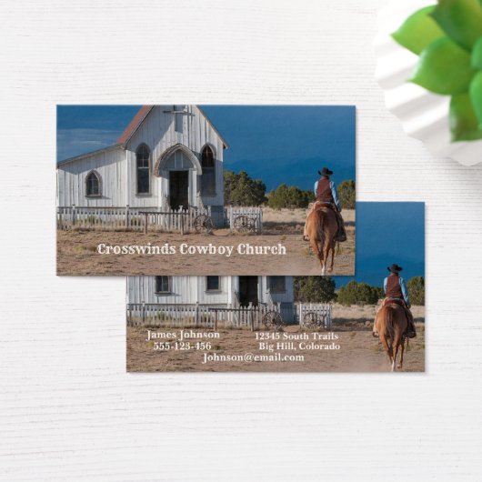 Western Cowboy Riding To Church Business Cards (Desk)