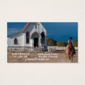 Western Cowboy Riding To Church Business Cards (Back)