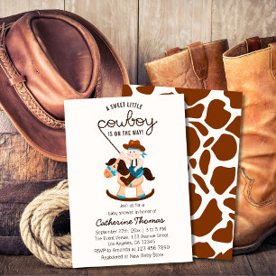 Western Cowboy Rocking Horse Boy Baby Shower Invitation