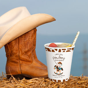 Western Cowboy Rocking Horse Boy Baby Shower Paper Cups