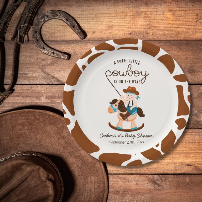 Western Cowboy Rocking Horse Boy Baby Shower  Paper Plates (Creator Uploaded)