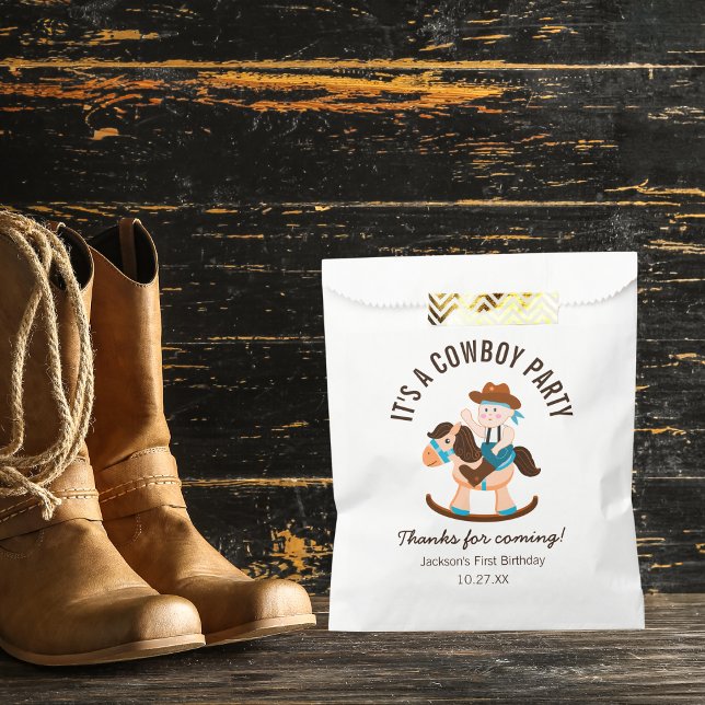 Western Cowboy Rocking Horse Boy Birthday Favor Bag (Creator Uploaded)