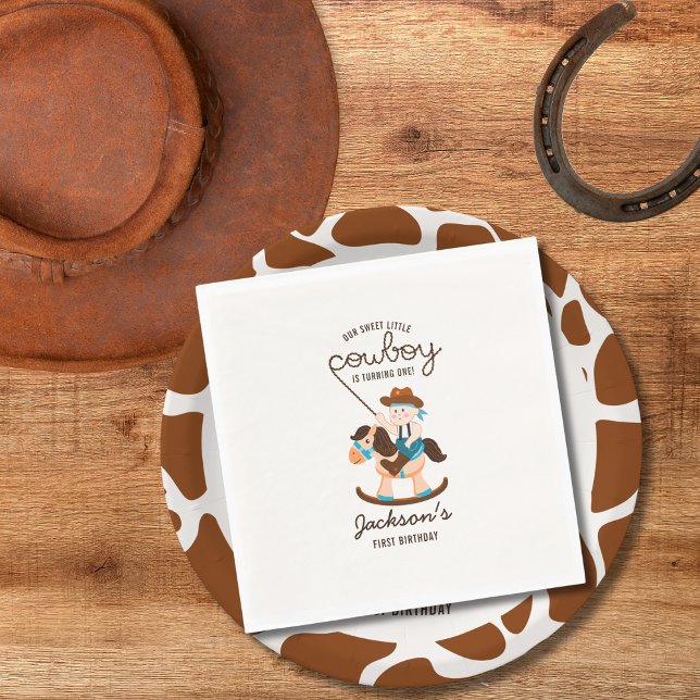 Western Cowboy Rocking Horse Boy Birthday Napkins (Creator Uploaded)