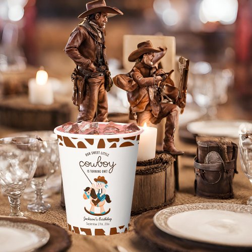 Western Cowboy Rocking Horse Boy Birthday Paper Cups