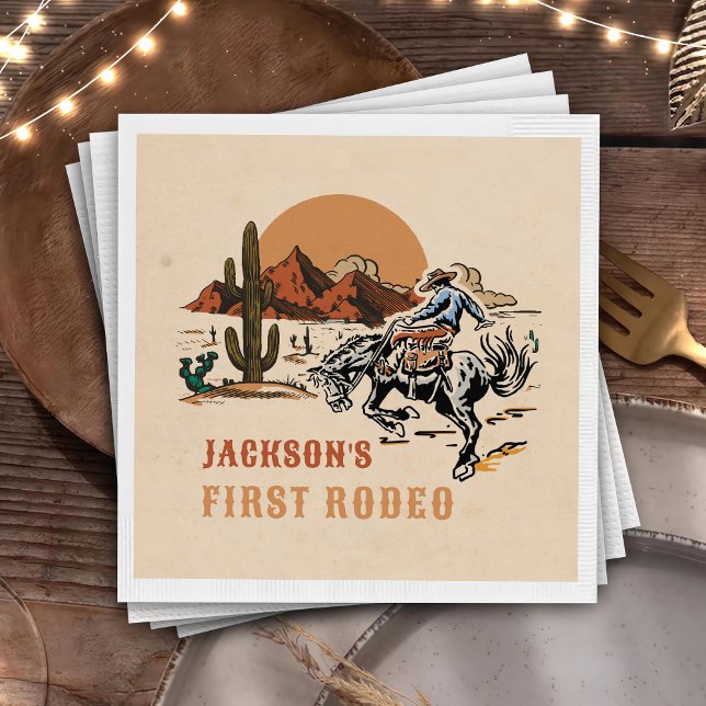 Western Cowboy Rodeo 1st Birthday Napkins (Creator Uploaded)