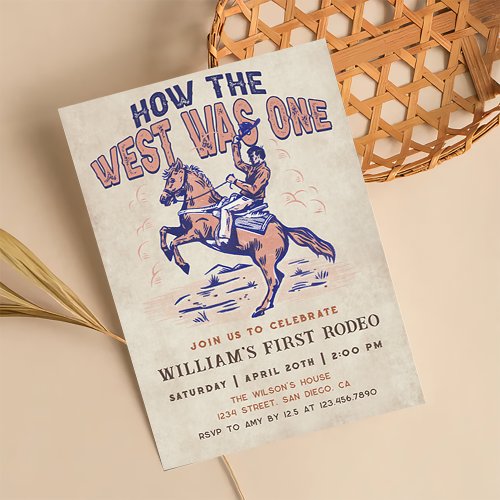 Western Cowboy Rodeo Birthday How the West Was One Invitation