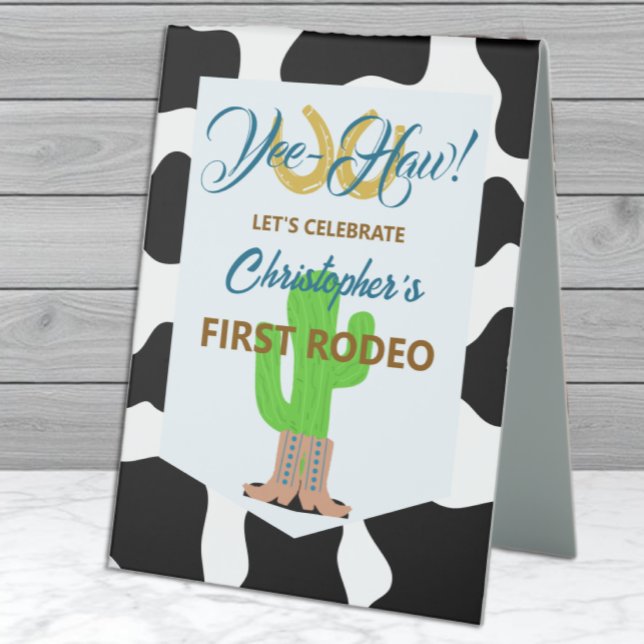 Western Cowboy Rodeo Birthday Table Tent (Creator Uploaded)