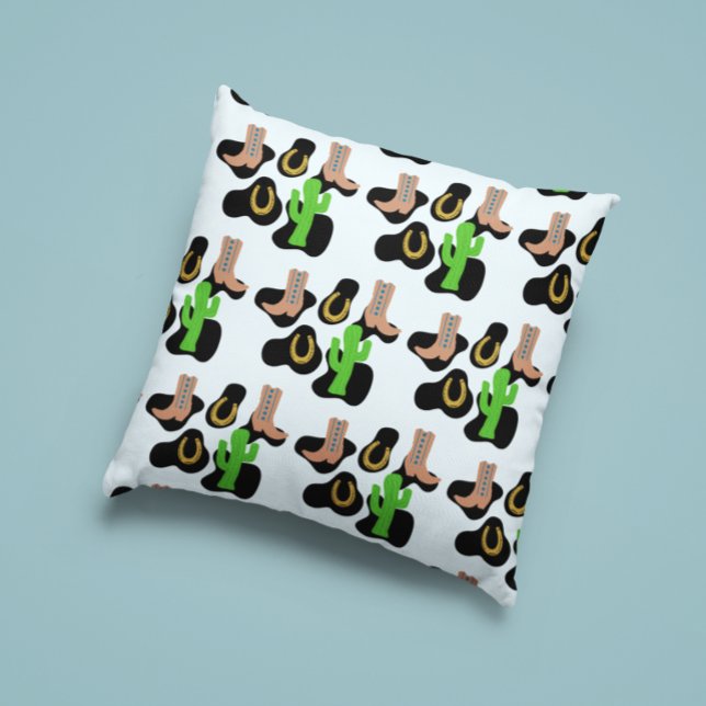 Western Cowboy Rodeo Birthday Throw Pillow (Creator Uploaded)