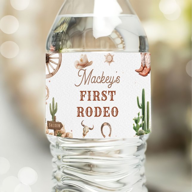 Western Cowboy Rodeo Birthday Water Bottle Label (Creator Uploaded)