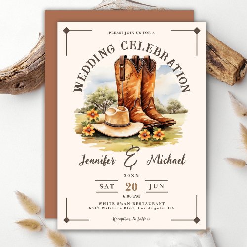 Western Cowboy Rodeo Boots Country Wedding Invitation