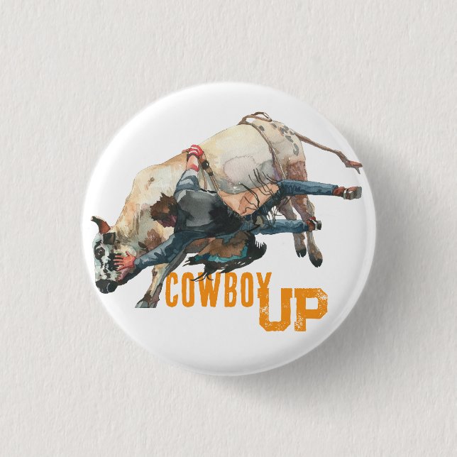 Western Cowboy Rodeo Bull Button (Front)