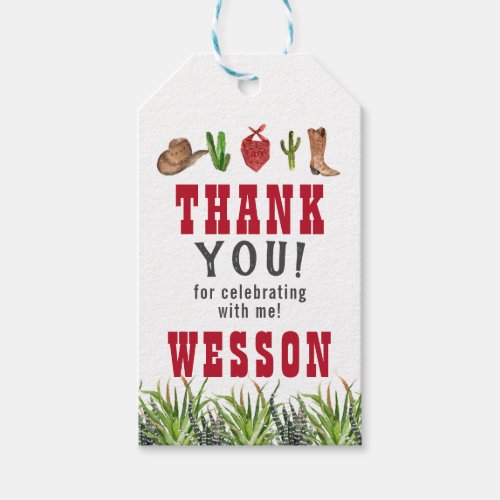 Western Cowboy Rodeo Favor Tag