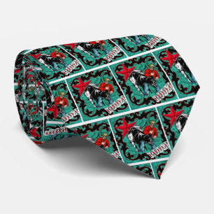 Western Cowboy Rodeo Steer Wrestling Necktie