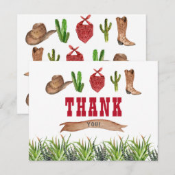 Western Cowboy Rodeo Thank You Card | Zazzle