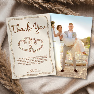 Western Cowboy Rope Photo Wedding Thank You Card