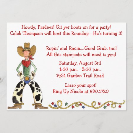 Western Cowboy Roundup Birthday Party Invitation