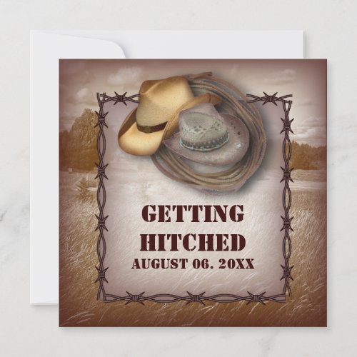 Western Cowboy Rustic Country Wedding Invitation