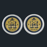Western Cowboy Rustic Groomsmen Name Monogram Cufflinks<br><div class="desc">Personalized gifts for groomsmen with western cowboy theme. Decorated with cowboy hat with vintage western font. Text and background color are editable using the Design Tool to fit your occasion. Get this customize gift for wedding,  bachelor party,  engagement party or any other special occasions.</div>