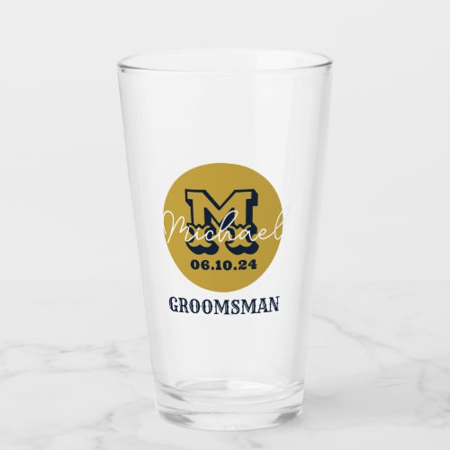 Western Cowboy Rustic Groomsmen Name Monogram Glass