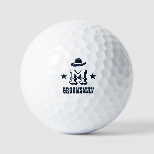 Western Cowboy Rustic Groomsmen Name Monogram Golf Balls