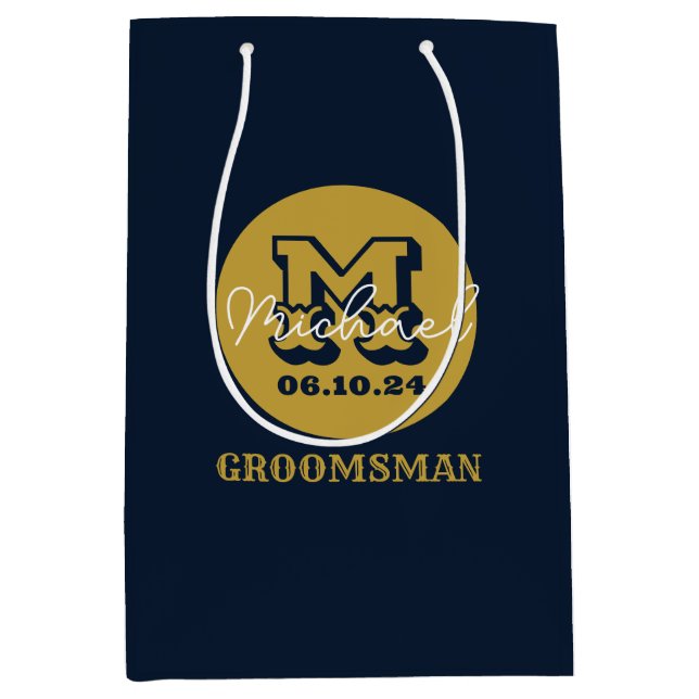 Western Cowboy Rustic Groomsmen Name Monogram Medium Gift Bag (Front)