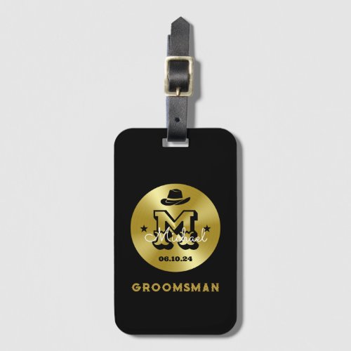 Western Cowboy Rustic Monogram Best Man Groomsmen Luggage Tag