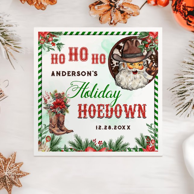 Western Cowboy Santa Christmas Hoedown Party  Napkins (Creator Uploaded)