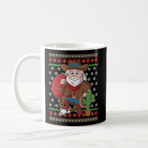 Western Cowboy Santa Claus Ugly Christmas Sweater  Coffee Mug