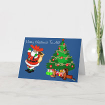 Western Cowboy Santa With Christmas Tree Holiday Card