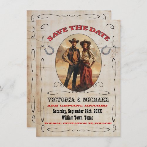 Western Cowboy Save the Date Invitation