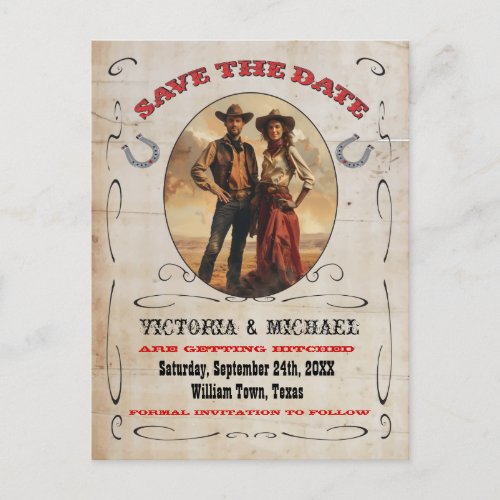 Western Cowboy Save the Date Postcards