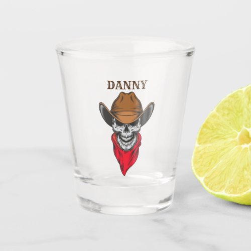Western Cowboy Skull With name Design Shot Glass