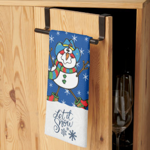 Western Cowboy Snowman Christmas  Kitchen Towel