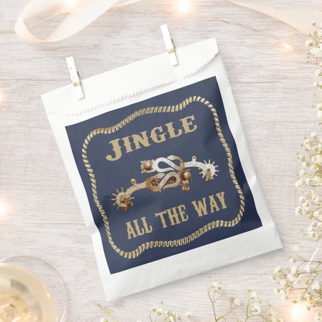 Western Cowboy Spurs Jingle All The Way Favor Bag (Clipped)