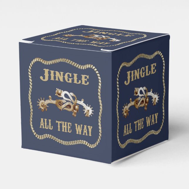 Western Cowboy Spurs Jingle All The Way Favor Boxes (Front Side)