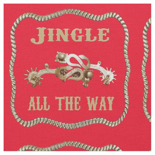 Western Cowboy Spurs Jingle All The Way Red 4.5" Fabric