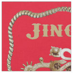 Western Cowboy Spurs Jingle All The Way Red 9" Fabric