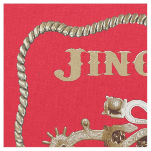 Western Cowboy Spurs Jingle All The Way Red 9" Fabric