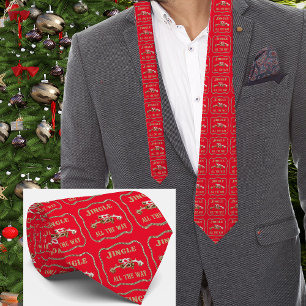 Western Cowboy Spurs Jingle All The Way Red Neck Tie