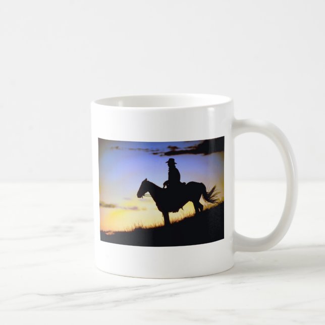 Western Cowboy Sunset Silhouette Coffee Mug (Right)