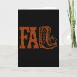 Western Cowboy Thanksgiving Fall Boots Pumpkin Cow Card