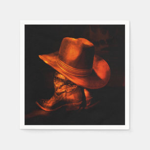 Western Cowboy Theme Hat & Boots Paper Napkin