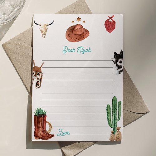 Western Cowboy Time Capsule Note Message Card