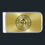 Western Cowboy Vintage Gold Monogram Groomsmen Silver Finish Money Clip<br><div class="desc">Personalized gifts for groomsmen and best man with western cowboy theme. Decorated with cowboy hat with vintage western font. Text and color are editable using the Design Tool to fit your occasion. Get this customize gift for wedding,  bachelor party,  engagement party or any other special occasions.</div>