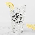 Western Cowboy Vintage Logo Monogram Groomsmen Glass<br><div class="desc">Personalized gifts for groomsmen with western cowboy theme. Decorated with cowboy hat with vintage western font. Text and color are editable using the Design Tool to fit your occasion. Get this customize gift for wedding,  bachelor party,  engagement party or any other special occasions.</div>
