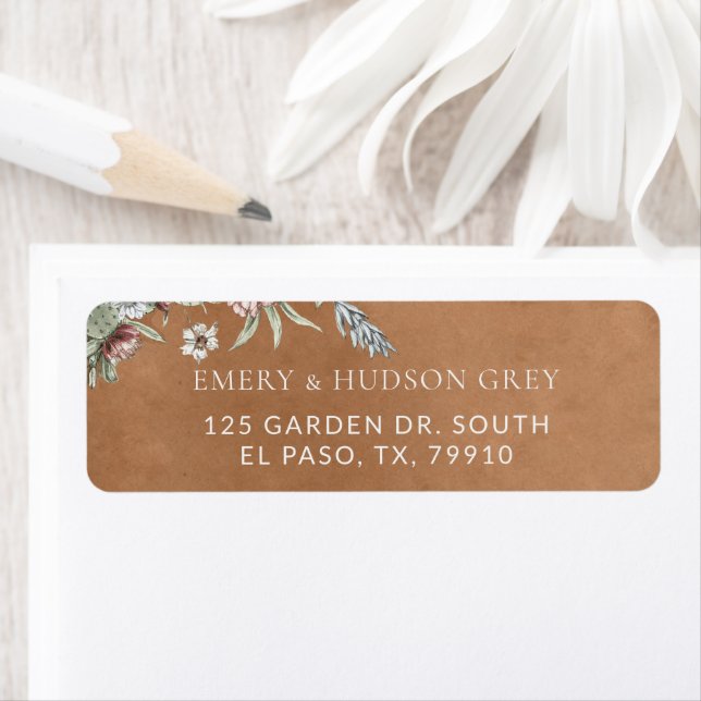Western Cowboy Vintage Southwest Floral Wedding Label (Insitu)
