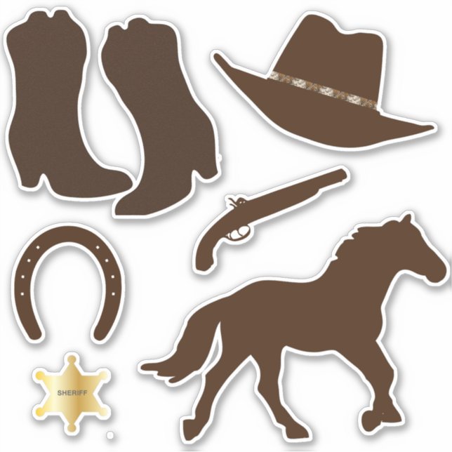 Western Cowboy Vinyl 8" Sticker (Front)