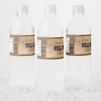 Western Cowboy Water Bottle Label