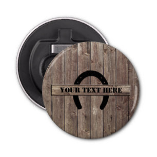 Western Cowboy Weathered Barn Wood Horseshoe Bottle Opener