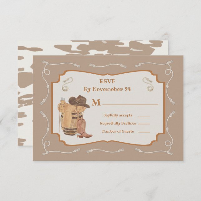 Western Cowboy Wedding RSVP response cards (Front/Back)